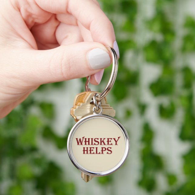 Whiskey helps funny alcohol sayings whisky quotes keychain (Hand)