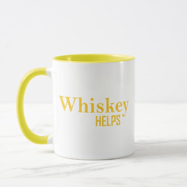 Whiskey helps funny alcohol sayings whisky quotes mug (Left)