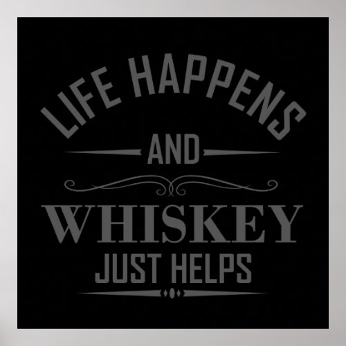 Whiskey helps funny drinking alcohol sayings poster