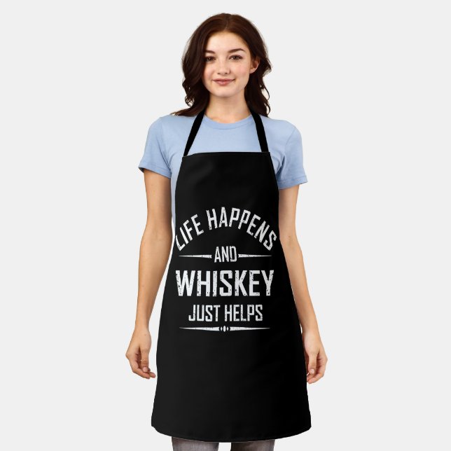 Whiskey helps funny quotes drink alcohol sayings apron (Worn)