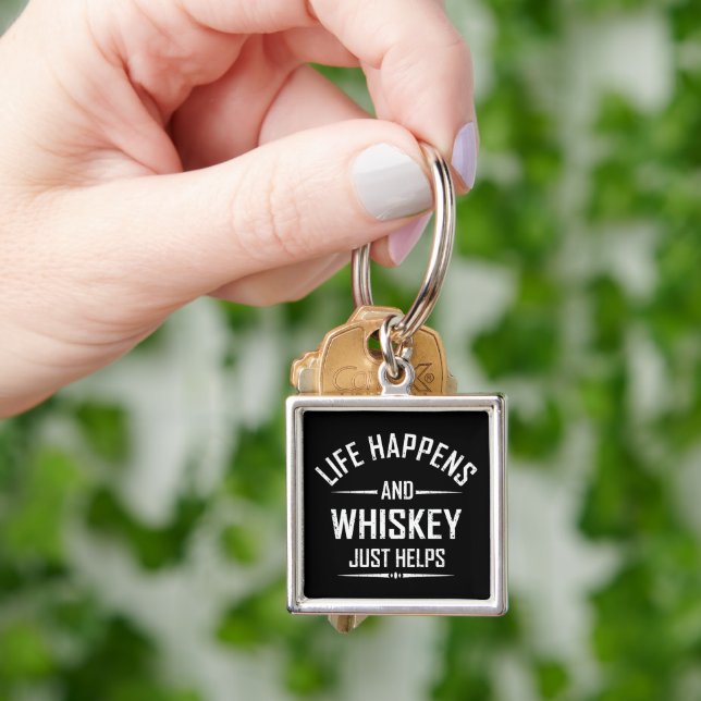 Whiskey helps funny quotes drink alcohol sayings keychain (Hand)