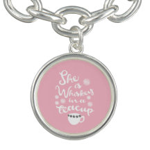 Whiskey In A Teacup Charm Bracelet, Silver Plated