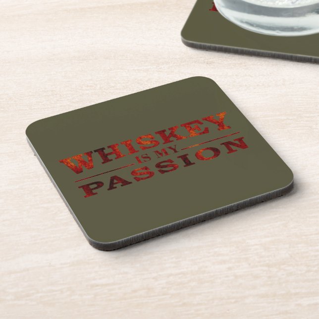Whiskey is my passion funny alcohol sayings beverage coaster (Left Side)