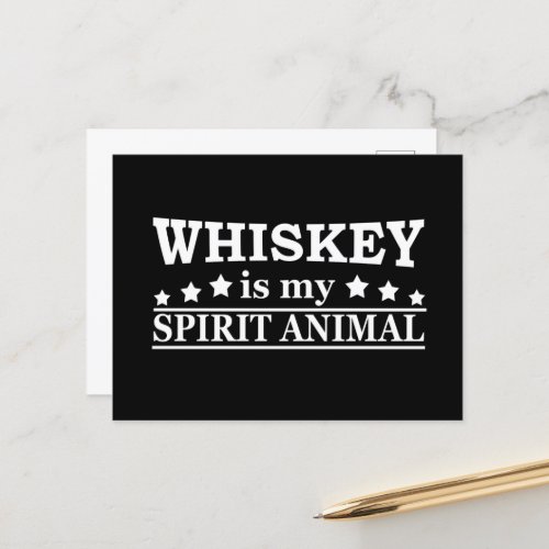 Whiskey is my spirit animal funny alcohol sayings holiday postcard