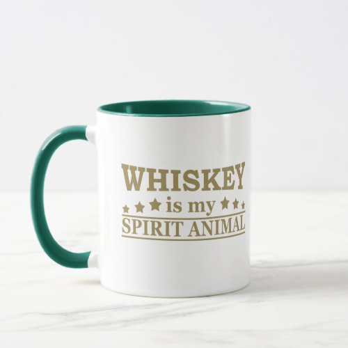 Whiskey is my spirit animal funny alcohol sayings mug