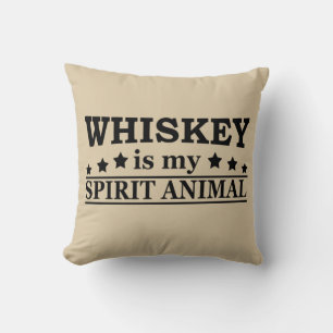 Whiskey is my spirit animal funny alcohol sayings throw pillow
