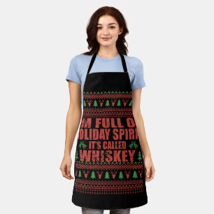Whiskey is my spirit funny ugly christmas sweater  apron