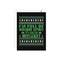 Whiskey is my spirit funny ugly christmas sweater  postcard