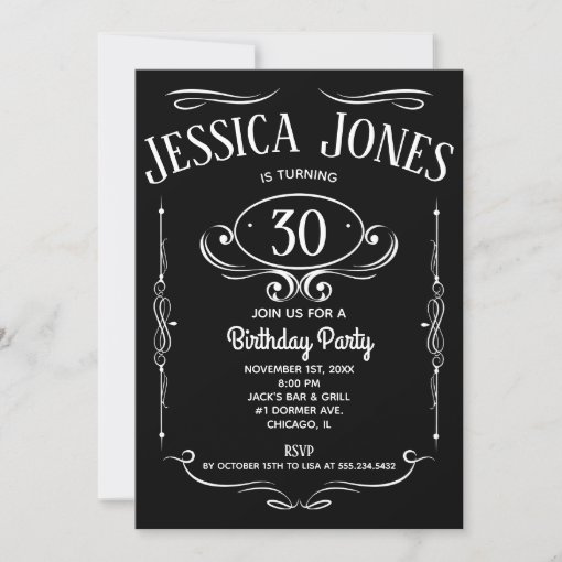 Whiskey Label 30th Birthday Invitation | Zazzle