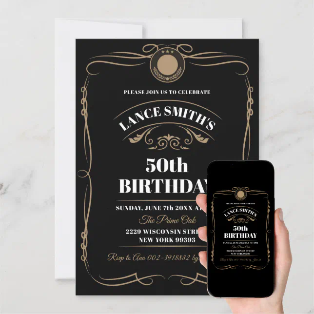 Whiskey Label Aged to Perfection Birthday Invitation | Zazzle