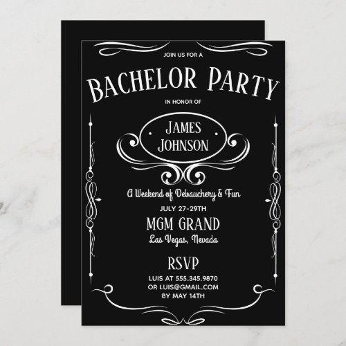 Whiskey Label Bachelor ette Party Invitation