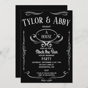 Whiskey Label Housewarming Party Invitation