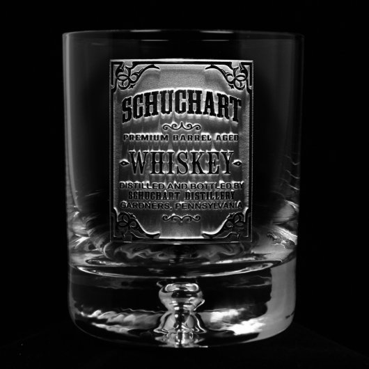 Whiskey Label Lead Free Engraved Bar Glass (Front)