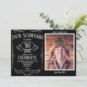 Whiskey Label OTH Photo Birthday Party Invitation (Standing Front)