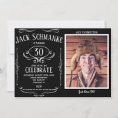 Whiskey Label OTH Photo Birthday Party Invitation (Front)
