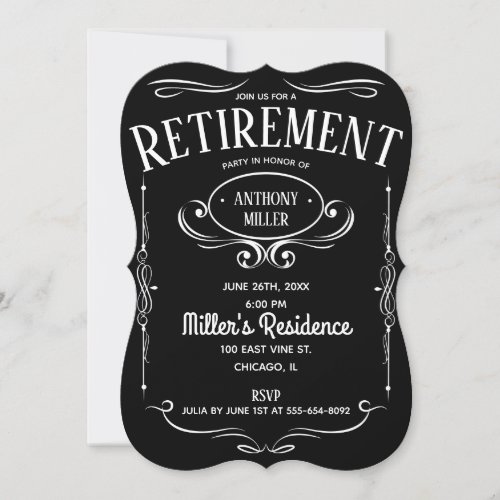 Whiskey Label Retirement Party Invitation