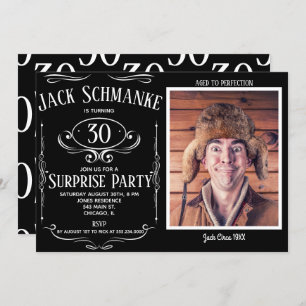 Whiskey Label Surprise Birthday Party Invitation