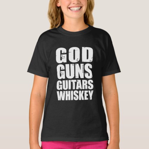 Whiskey Lover  God Guns Guitars Whiskey T_Shirt