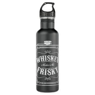 Whiskey Makes Me Frisky Vintage Alcohol White Log Stainless Steel Water Bottle