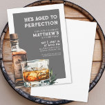 Whiskey Men's Birthday Party Invitation<br><div class="desc">Classic Whiskey-Themed Men's Birthday Invitation. Celebrate fifty years with this sophisticated and masculine invitation, showcasing a large watercolor whiskey bottle and glass on the right side for a modern twist. "He's Aged to Perfection" is prominently displayed at the top in a mix of classic serif and distressed fonts. The design...</div>