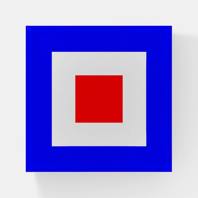 WHISKEY Nautical flag Red White Blue Squares Paperweight (Front)