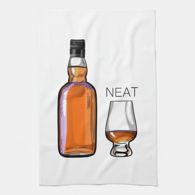 Whiskey Neat Funny Alcohol Drinking Kitchen Towel (Vertical)