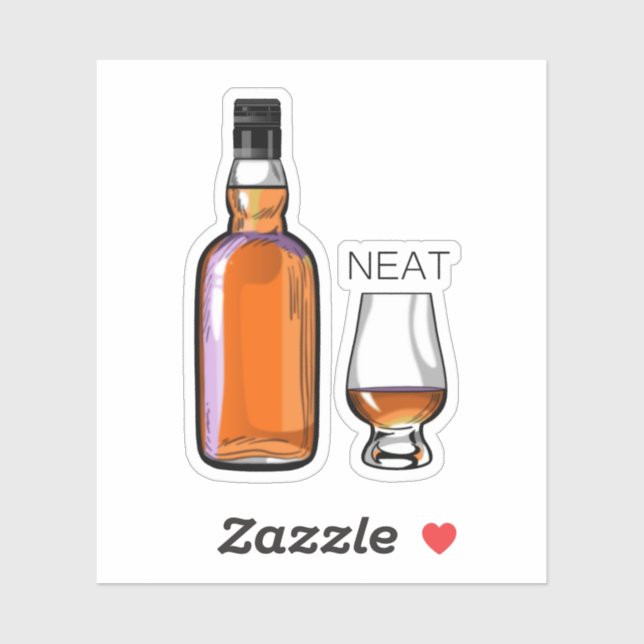 Whiskey Neat Funny Alcohol Drinking Sticker (Sheet)