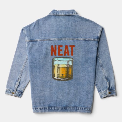 Whiskey Neat Old Fashioned Scotch and Bourbon Drin Denim Jacket