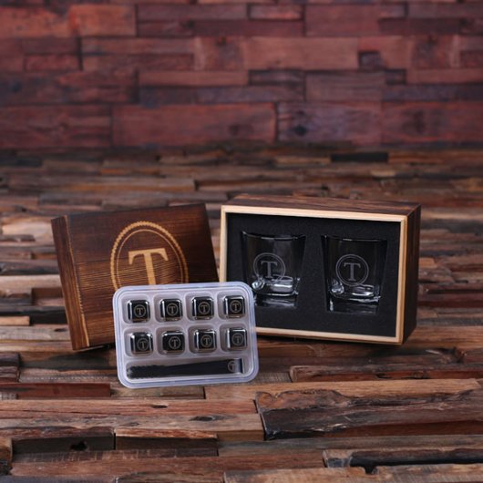 Whiskey on the Rock Set: Ice Cube Tray & Glasses (Inside)