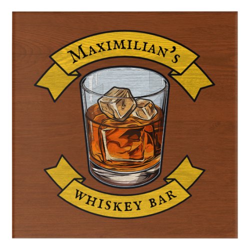 Whiskey On The Rocks Tumbler With Your Name Acrylic Print