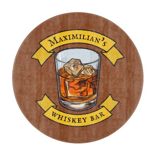 Whiskey On The Rocks Tumbler With Your Name Cutting Board