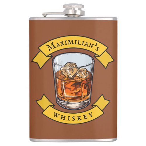 Whiskey On The Rocks Tumbler With Your Name Flask
