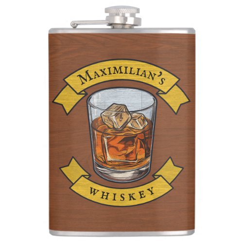 Whiskey On The Rocks Tumbler With Your Name Flask