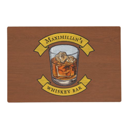 Whiskey On The Rocks Tumbler With Your Name Placemat