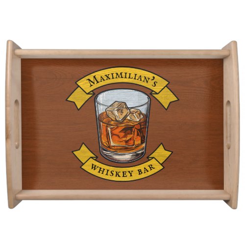 Whiskey On The Rocks Tumbler With Your Name Serving Tray
