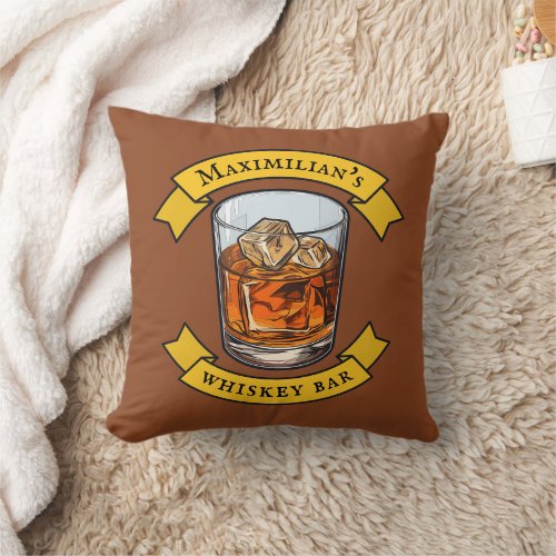 Whiskey On The Rocks Tumbler With Your Name Throw Pillow