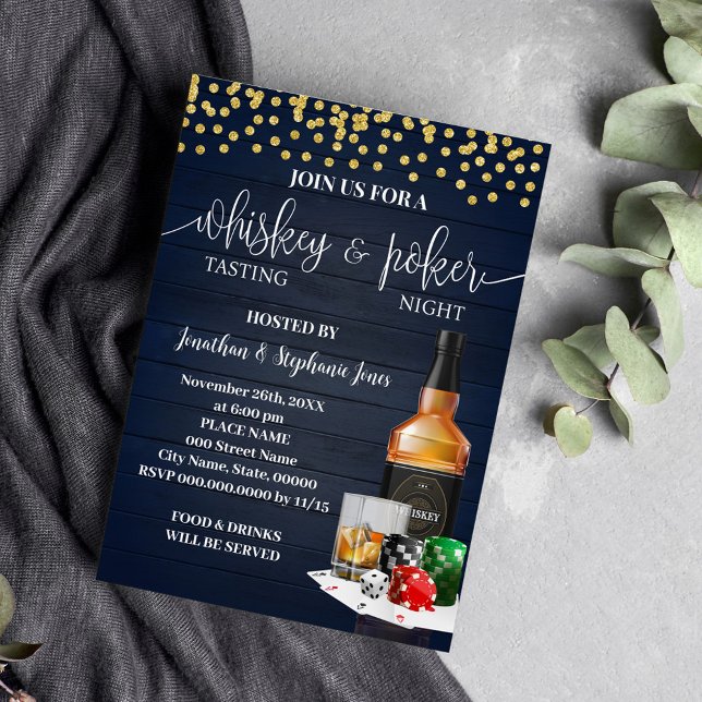 Whiskey & Poker Night Party Drinks Night Out Invitation (Creator Uploaded)