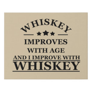 Whiskey quotes funny alcohol sayings gifts faux canvas print