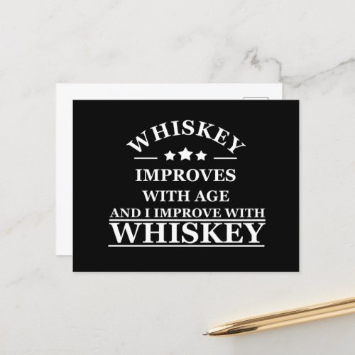 Whiskey quotes funny alcohol sayings gifts holiday postcard