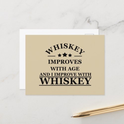 Whiskey quotes funny alcohol sayings gifts holiday postcard