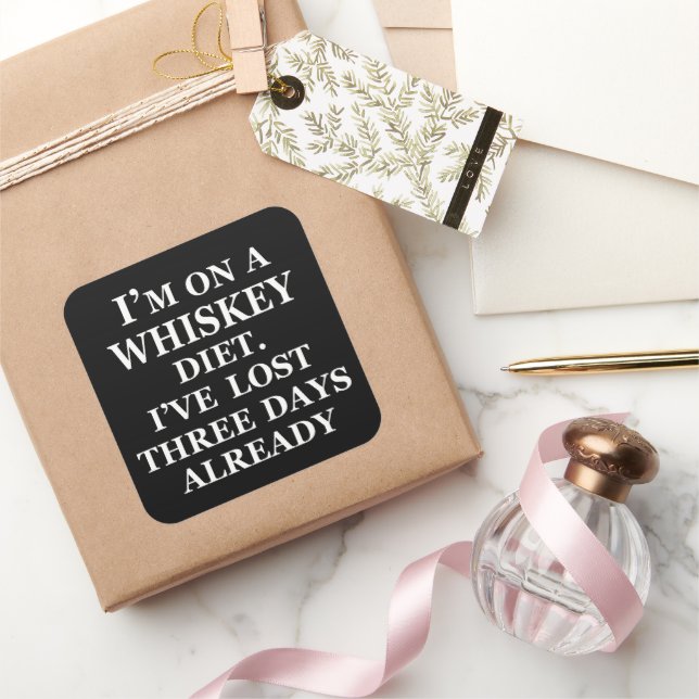 Whiskey quotes funny alcohol sayings gifts square sticker (Gifting)