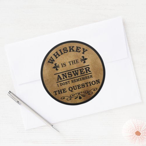 Whiskey quotes funny alcohol sayings vintage classic round sticker