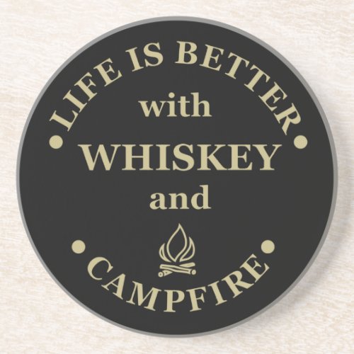 Whiskey quotes funny camping camper sayings  coaster
