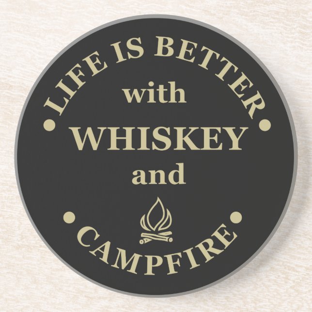 Whiskey quotes funny camping camper sayings  coaster (Front)