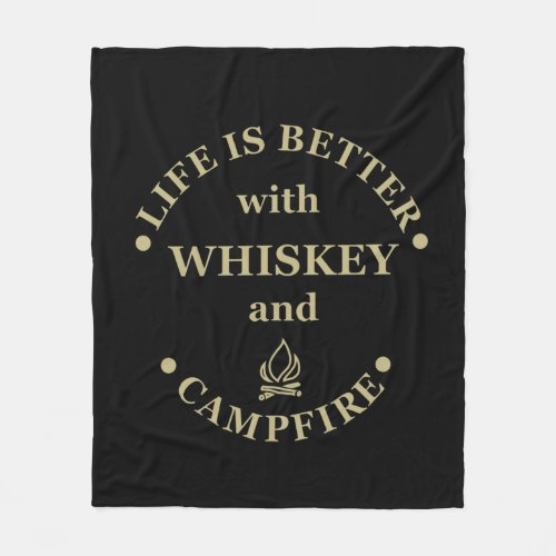 Whiskey quotes funny camping camper sayings  fleece blanket