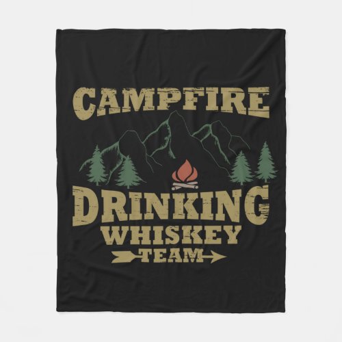 Whiskey quotes funny camping camper sayings  fleece blanket