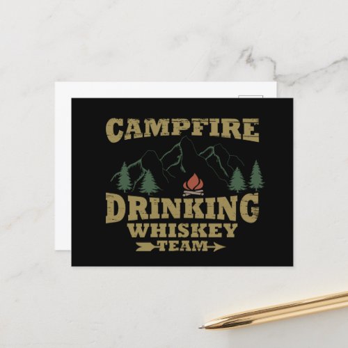 Whiskey quotes funny camping camper sayings  holiday postcard