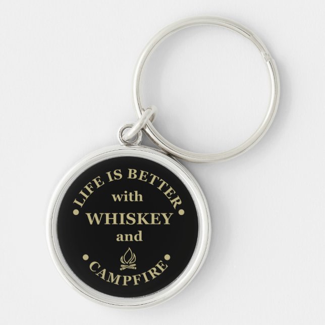 Whiskey quotes funny camping camper sayings  keychain (Front)