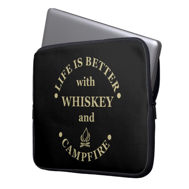 Whiskey quotes funny camping camper sayings  laptop sleeve (Front Left)