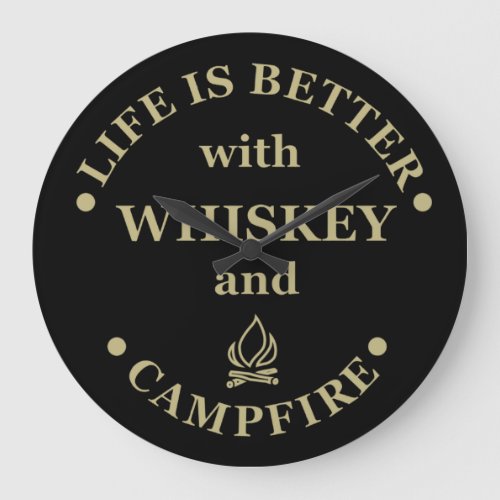 Whiskey quotes funny camping camper sayings  large clock